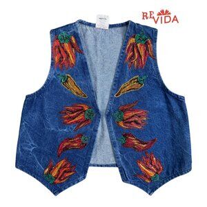 Handmade Vintage Chili Dark Denim Vest